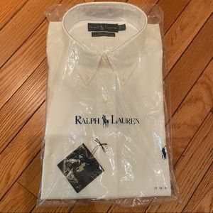 Ralph Lauren Mens Button Down White Oxford Shirt Size 17- 32/33
